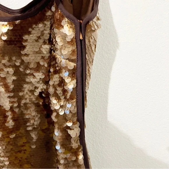 CULTNAKED Tan Dress in Brown Midi Sequin Cocktail Revolve Size XXS NWT